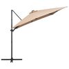 vidaXL Zweefparasol met LED en stalen paal 250x250 cm taupe