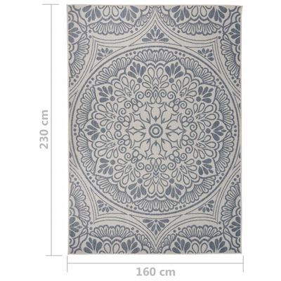 vidaXL Buitenkleed met patroon platgeweven 160x230 cm blauw