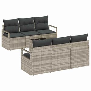 vidaXL Tuin Sofa Set 7 pcs Licht Grijs en Donker Grijs poly rattan