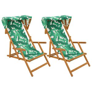 vidaXL Ligstoel 2 pcs 3 Positie massief eucalyptushout Bladpatroon