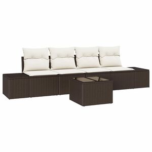 vidaXL Tuin Sofa Set met kussen 5 pcs Bruin en Cr&egrave;me poly rattan