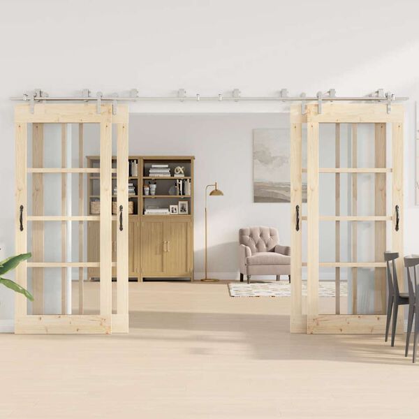 vidaXL Schuifdeur onderdelenset 366 cm roestvrij staal zilverkleurig