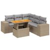 vidaXL 6-delige Loungeset met kussens poly rattan beige