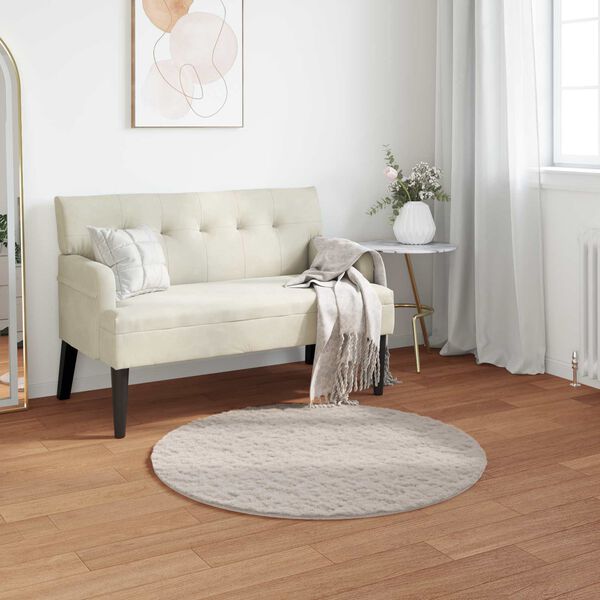 vidaXL Nep Konijnenbont Tapijt Olite Beige &Oslash; 120 cm Polyester