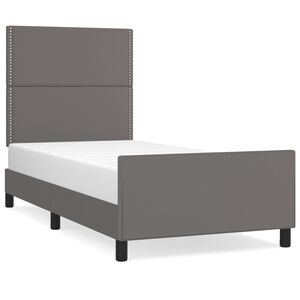 vidaXL Bedframe met hoofdbord kunstleer grijs 90x190 cm