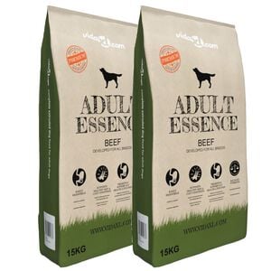 vidaXL Premium hondenvoer droog Adult Essence Beef 30 kg 2 st