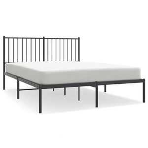 vidaXL Bedframe met hoofdbord metaal zwart 140x190 cm