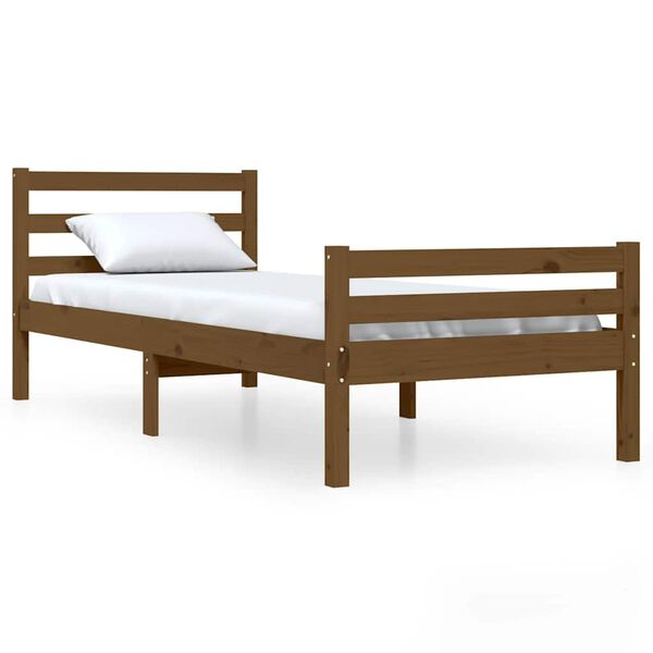 vidaXL Bedframe massief hout honingbruin 75x190 cm
