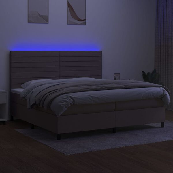vidaXL Boxspring met matras en LED stof taupe 200x200 cm