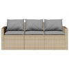 vidaXL Tuinbank 3-zits met kussens poly rattan beige