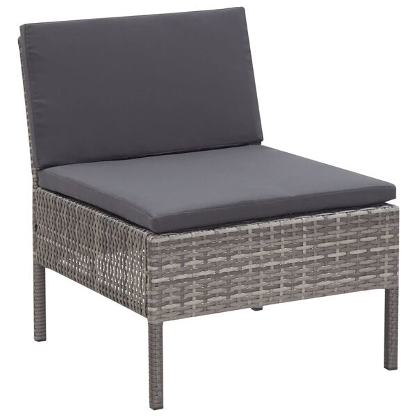 vidaXL 5-delige Loungeset met kussens poly rattan grijs
