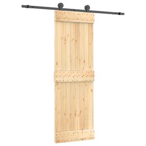 vidaXL Schuifdeur Naturel en Zwart 70 x 210 cm Massief Grenenhout
