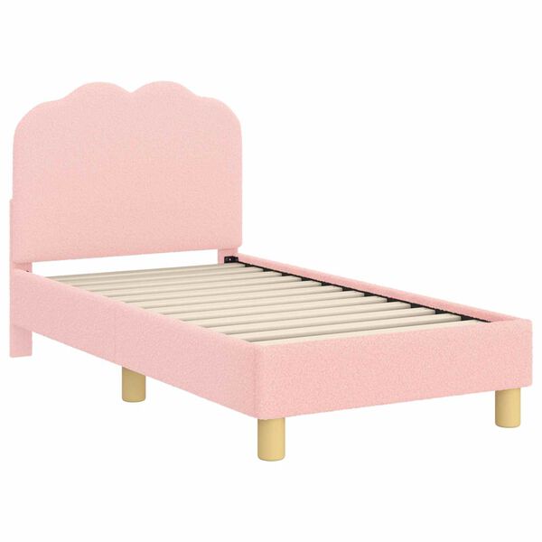 vidaXL Peuterbedframe met hoofdbord Roze 70 x 140 cm Schapenstof
