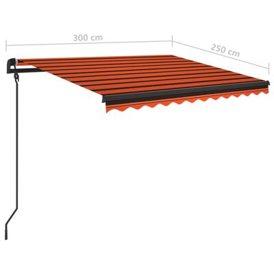 vidaXL Luifel automatisch uittrekbaar met palen 3x2,5 m oranje bruin