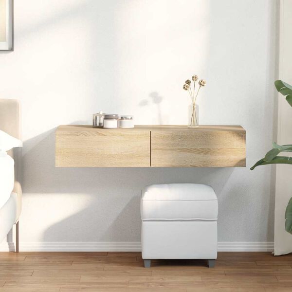 vidaXL Wandschap met lades 100x36x19 cm bewerkt hout sonoma eikenkleur