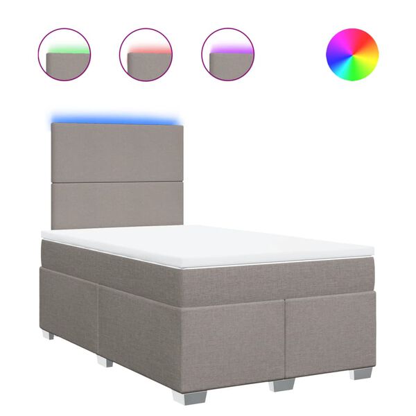 vidaXL Boxspring met matras stof taupe 120x200 cm