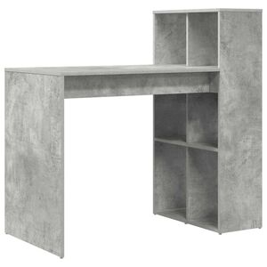 vidaXL Bureau met plank Beton Grijs 108 x 55 x 103.5 cm Bewerkt hout