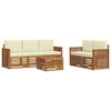 vidaXL Sofa-Sets 6 pcs Natuurlijk en Cr&egrave;me Massief Acaciahout