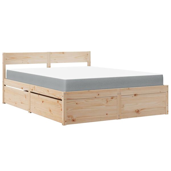 vidaXL Bed met lades en matras massief grenenhout 160x200 cm