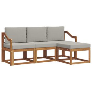 vidaXL Buiten bankenset met kussen 4 pcs Natuurlijk en Lichtgrijs