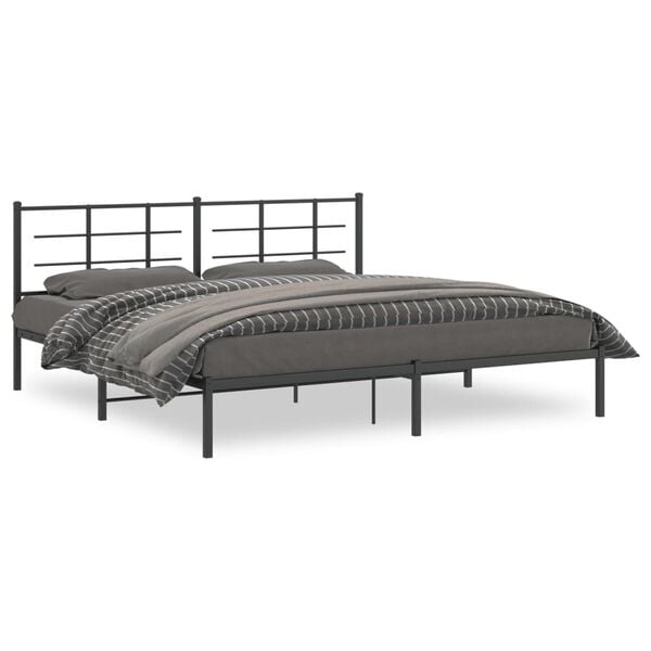 vidaXL Bedframe met hoofdbord metaal zwart 193x203 cm