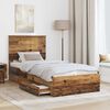 vidaXL Bedframe met hoofdeinde Oudhout 100 x 200 cm Bewerkt hout