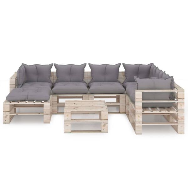 vidaXL 8-delige Loungeset met kussens pallet grenenhout