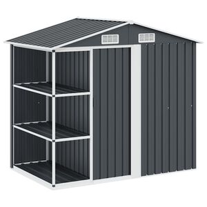 vidaXL Tuinschuur met rek 205x130x183 cm ijzer antraciet