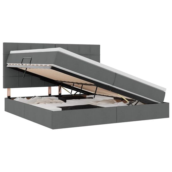 vidaXL Opslag bed met matras Donkergrijs 200 x 200 cm Polyester