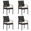 vidaXL Tuinstoelen 4 st Zwart en Cream Wit Poly rattan en acacia
