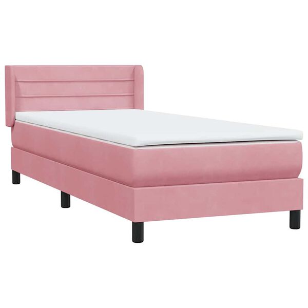vidaXL Boxspring met matras fluweel roze 100x220 cm