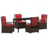vidaXL Tuin eettafelset 5 st Bruin poly rattan