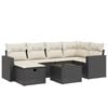vidaXL 7-delige Loungeset met kussens poly rattan zwart