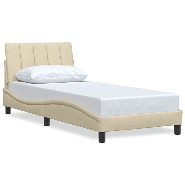 vidaXL Bedframe zonder matras "Hanko" 90x190 cm stof cr&egrave;mekleurig