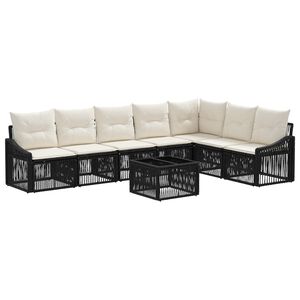 vidaXL Tuinbankenset 8 st Zwart poly rattan