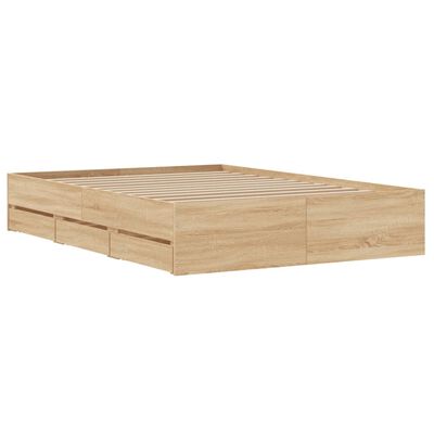 vidaXL Bedframe met lades bewerkt hout sonoma eikenkleurig 120x190 cm