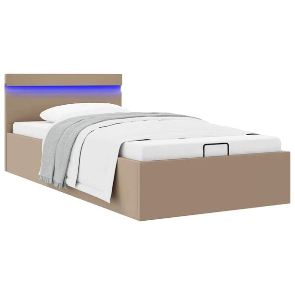 vidaXL Bedframe met opslag en LED kunstleer cappuccino 100x200 cm