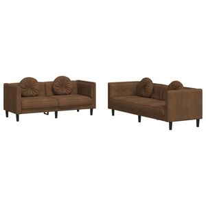 vidaXL 2-delige Loungeset met kussens fluweel bruin