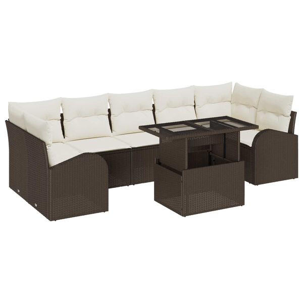 vidaXL Tuin Sofa Set met kussen met opslag 8 pcs Bruin Poly Rattan