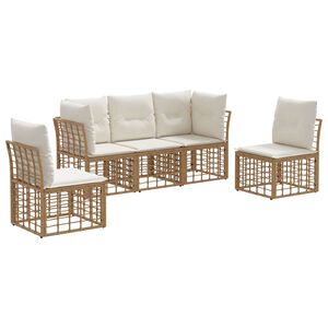 vidaXL Buiten bankenset met kussen 5 pcs Naturel Polyester
