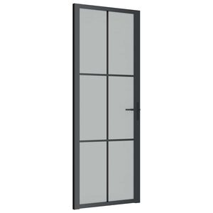 vidaXL Binnendeur 76x201,5 cm matglas en aluminium zwart