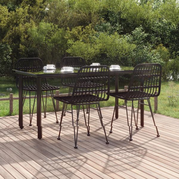 vidaXL 5-delige Tuinset poly rattan zwart