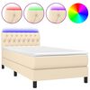 vidaXL Boxspring met matras en LED stof cr&egrave;mekleurig 100x200 cm