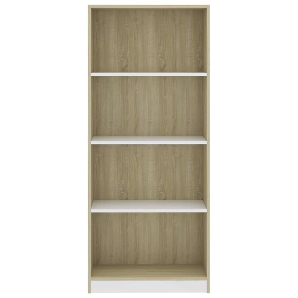 vidaXL Boekenkast met 4 schappen 60x24x142cm bewerkt hout wit en eiken