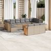 vidaXL 14-delige Loungeset met kussens poly rattan beige