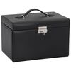 vidaXL Sieradendoosje 3-laags spiegel afsluitbaar 26x18x17,5 cm zwart
