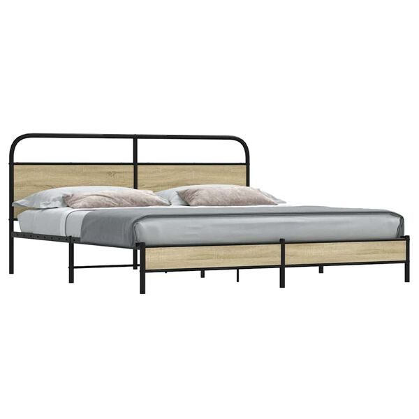 vidaXL Bedframe zonder matras metaal sonoma eikenkleurig 183x213 cm