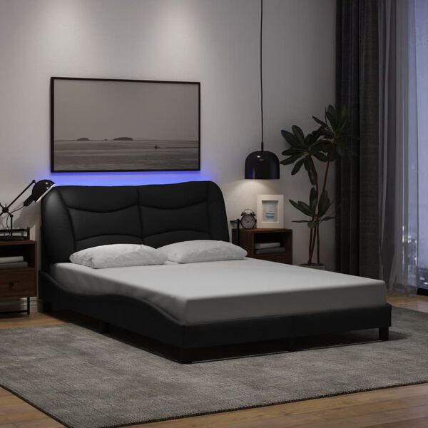 vidaXL Bedframe met LED zonder matras "Hvar" 140x190 cm stof zwart