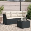 vidaXL 4-delige Loungeset met kussens poly rattan zwart