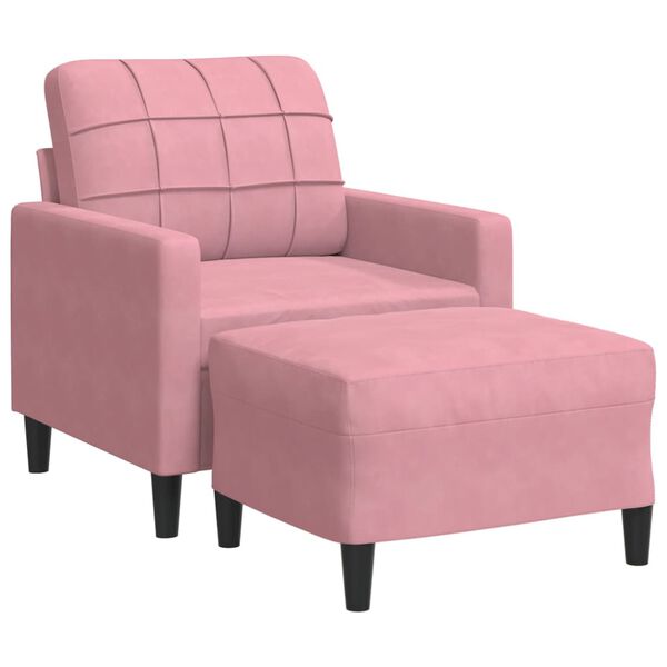 vidaXL Fauteuil met voetenbank 60 cm fluweel roze
